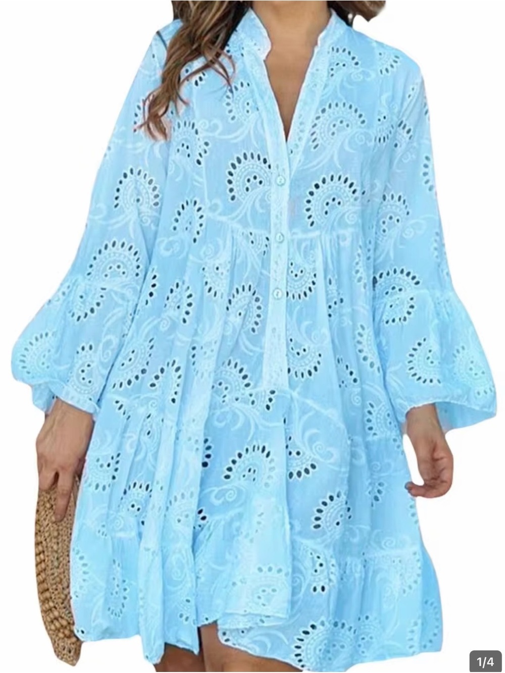 Light Blue Eyelet Dress, NWT size L